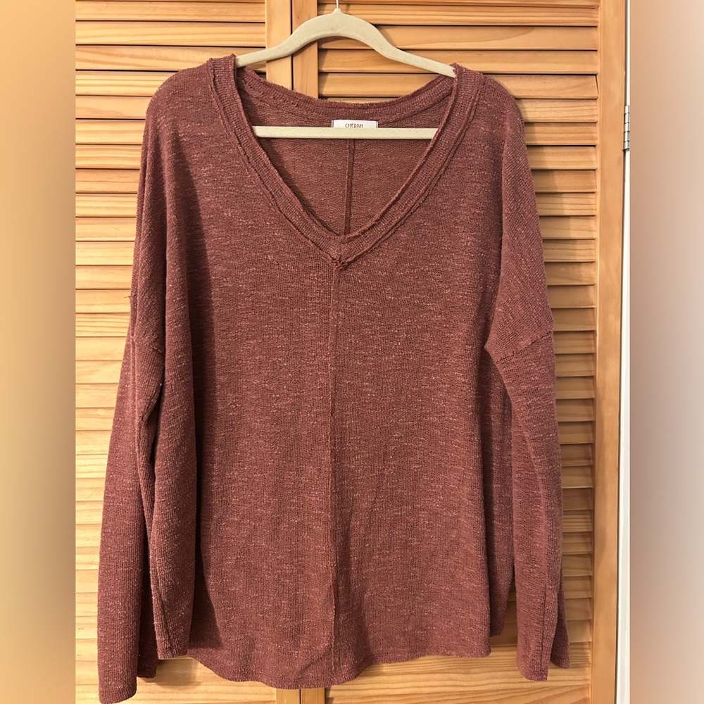 Cherish V-neck loose knit sweater